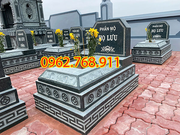 Mẫu mộ đá 3 cấp xanh rêu cao cấp